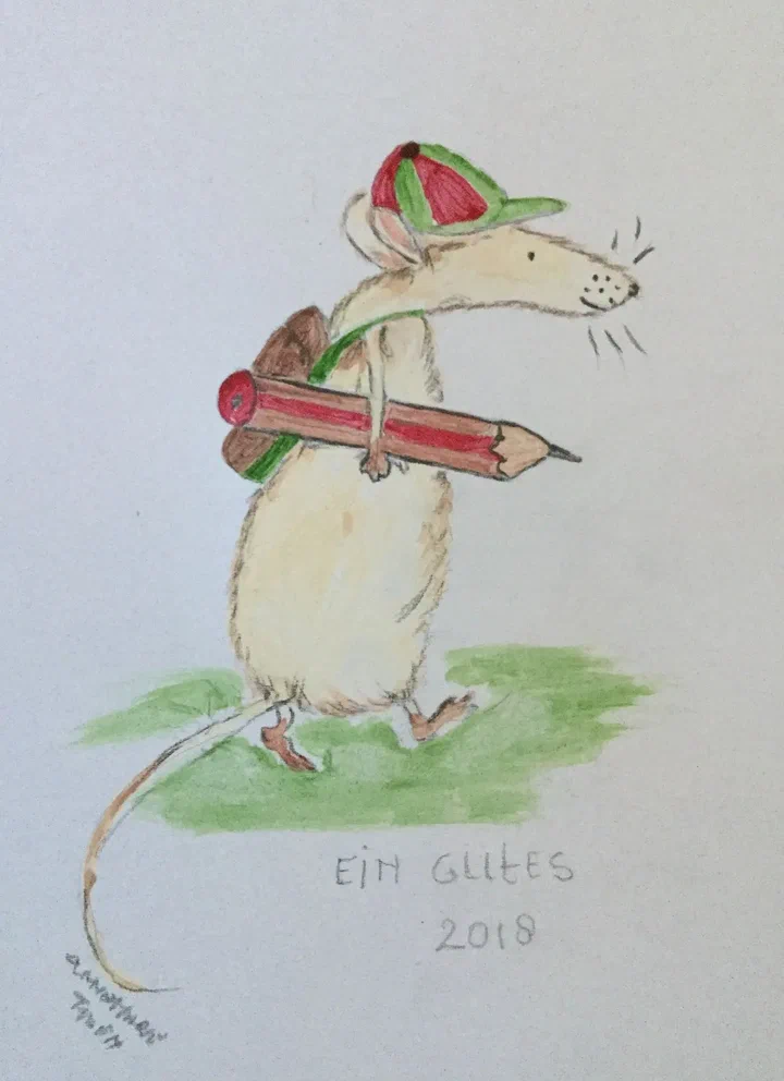 Illustratie van een muis met een sjaal