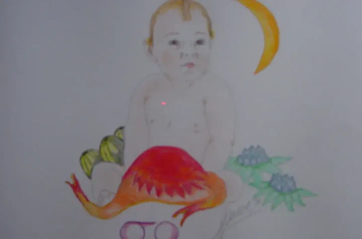 Illustratie van het sterrenbeeld Kreeft met een kind en een kreeft